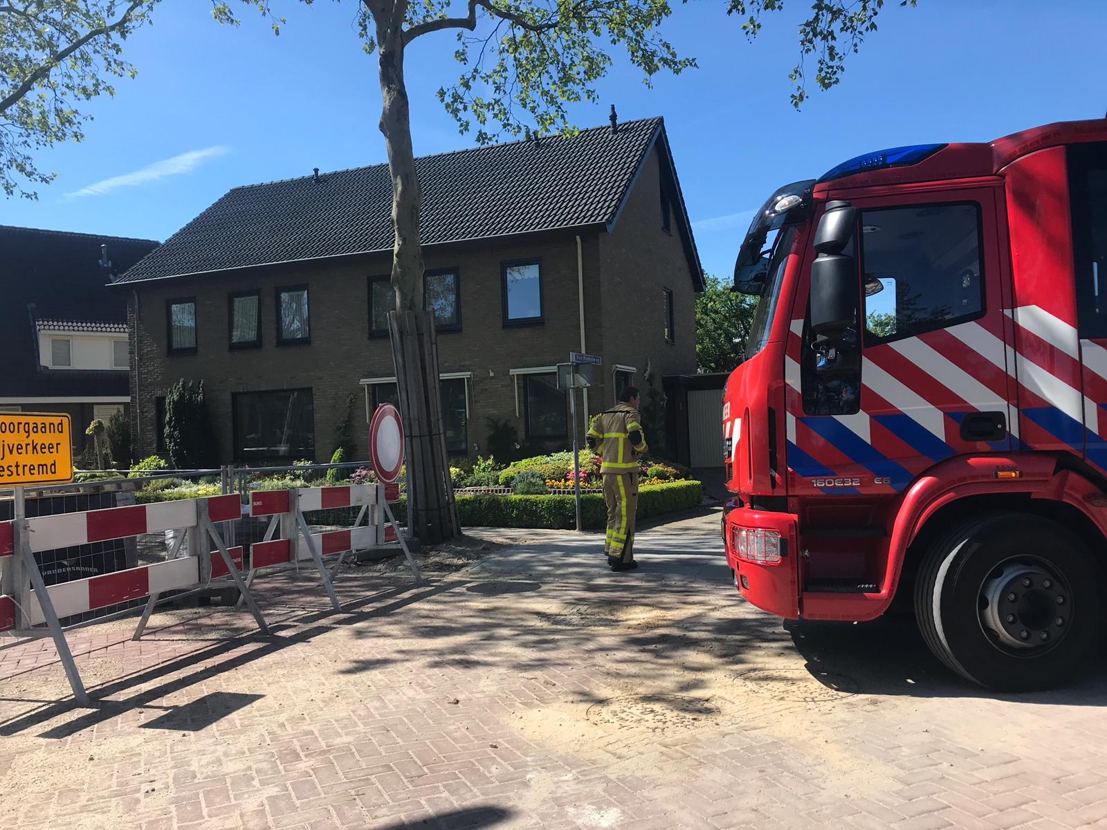 Gasleiding geraakt tijdens werkzaamheden