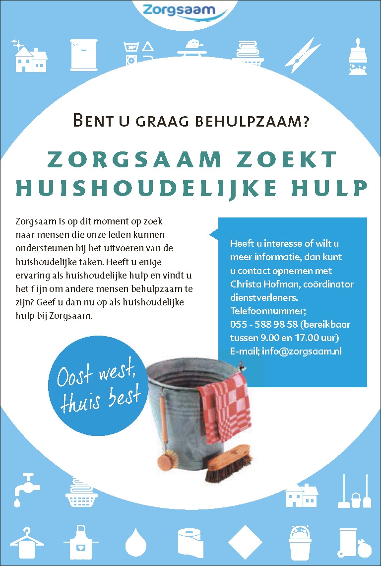 ZORGSAAM ZOEKTHUISHOUDELIJKE HULP