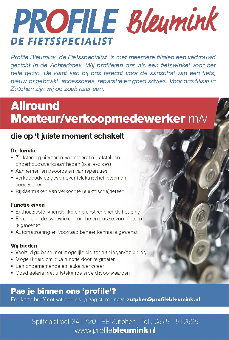 Allround Monteur/verkoopmedewerker m/v