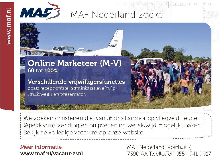 MAF Nederland zoekt: