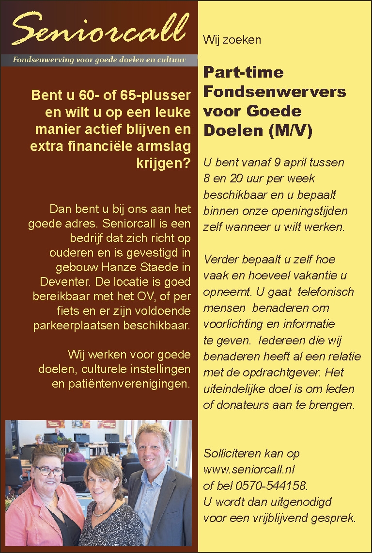 Parttime fondsenwervers voor goede doelen (m/v)