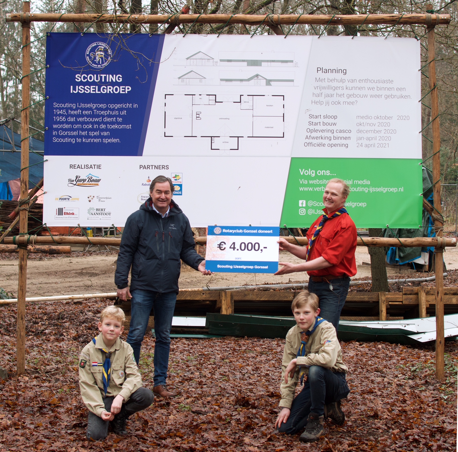 Rotary Gorssel steunt bouwplan Scouting met €4.000
