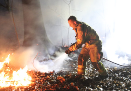 Bosbrand langs het spoor snel onder controle