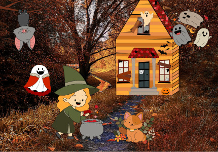 Halloween kleur-bouwplaat