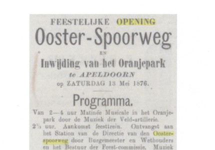 Oproep rond jubileum station en Oranjepark