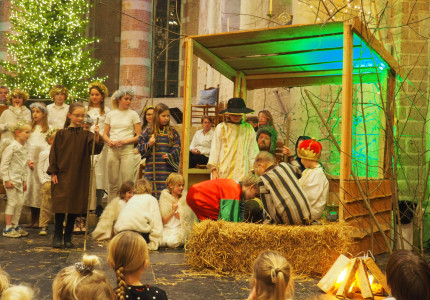 Lint van lichtjes en kerstspel